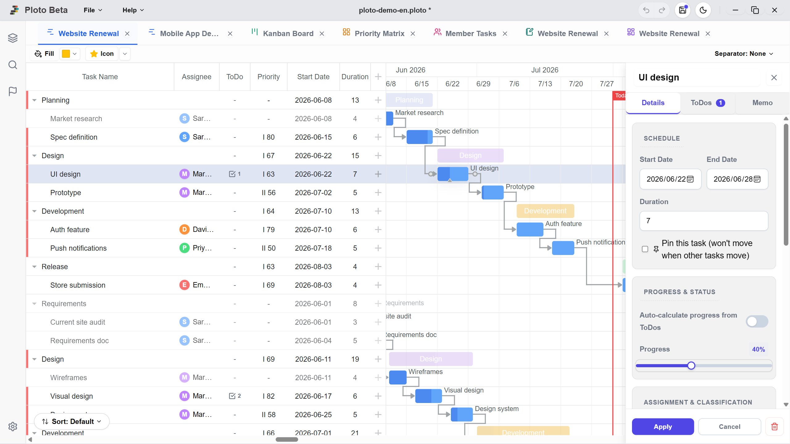 Task Detail Tabs